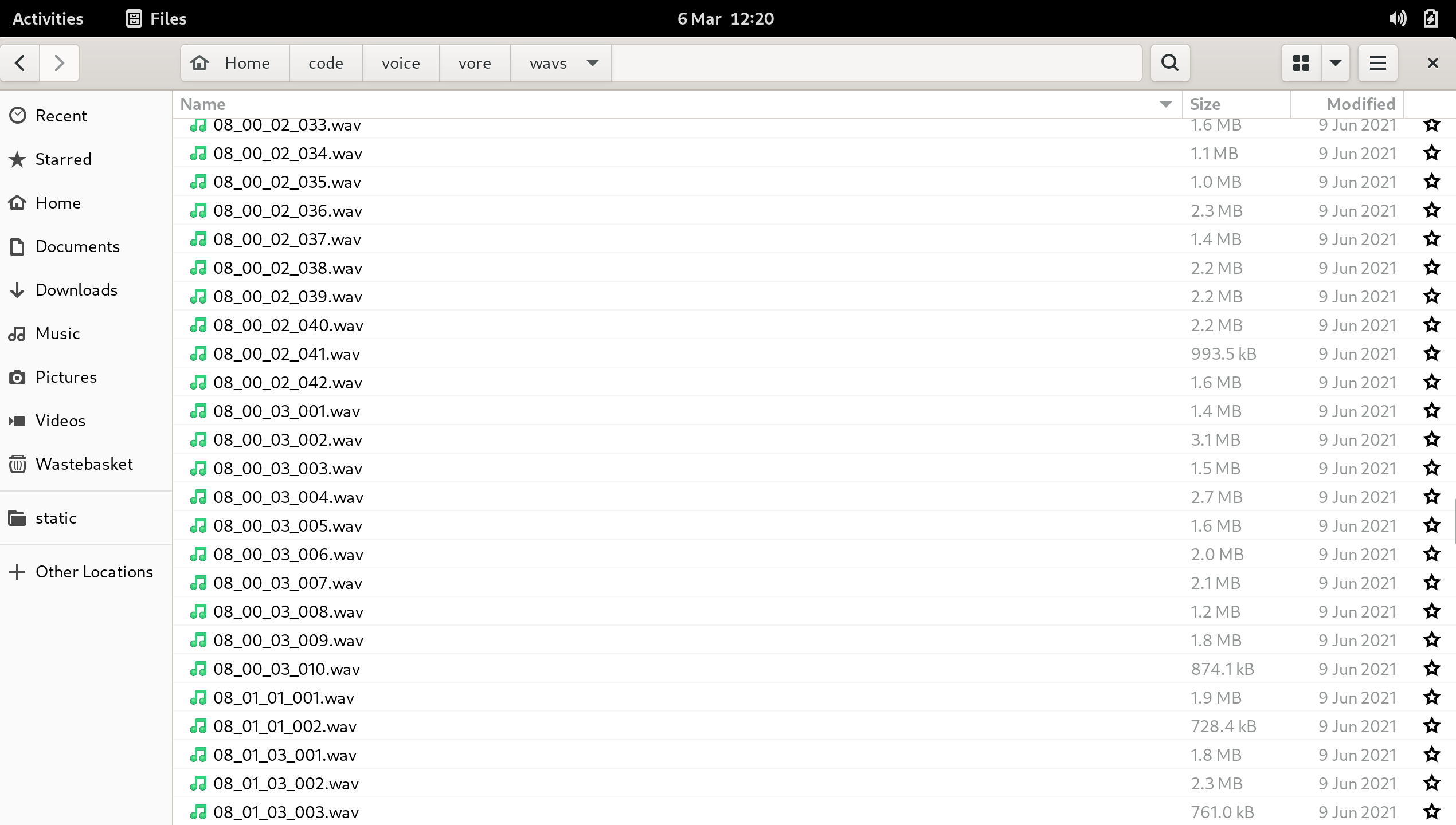 training sound files